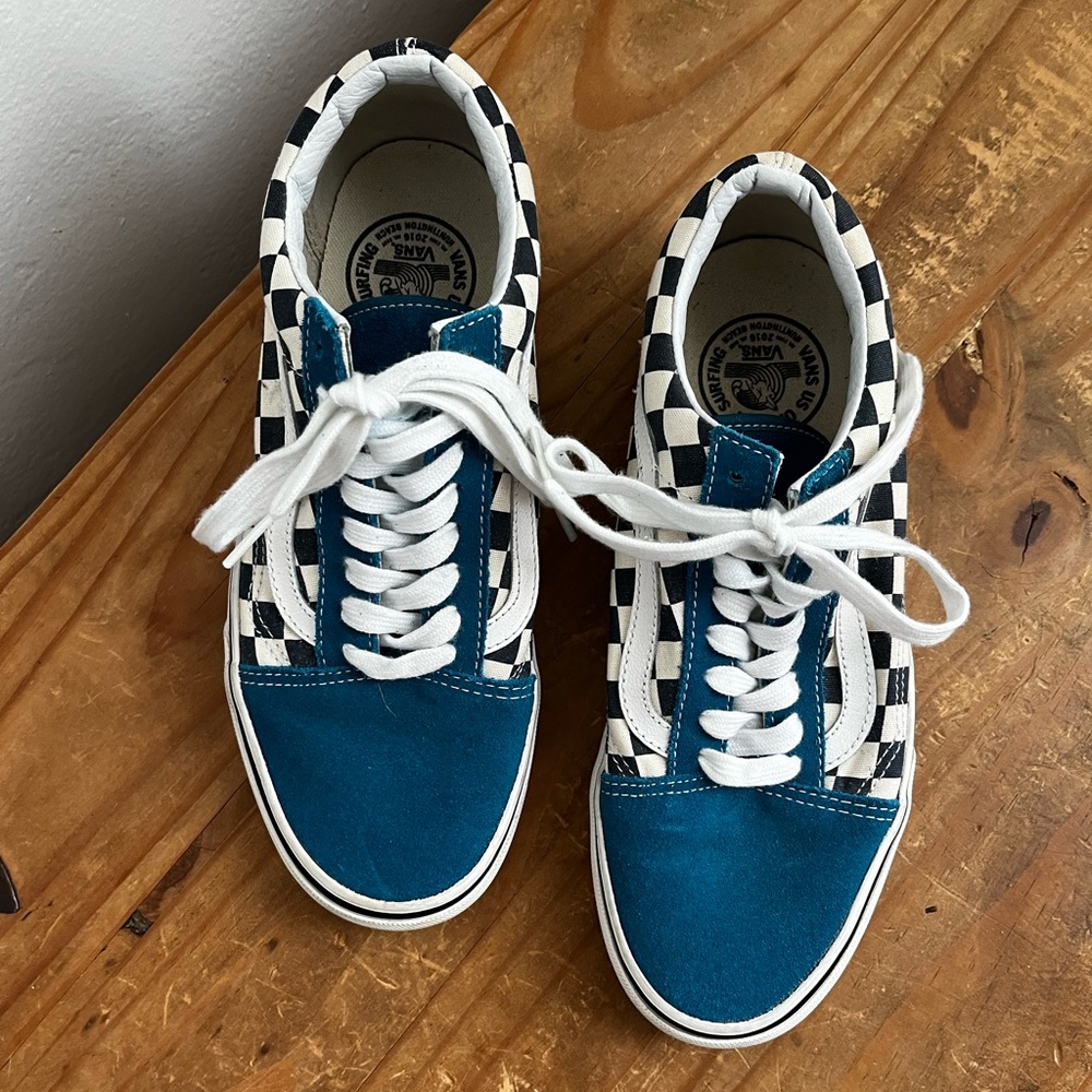 Vans Old Skool Primary RARE COLOR Check Blue Teal